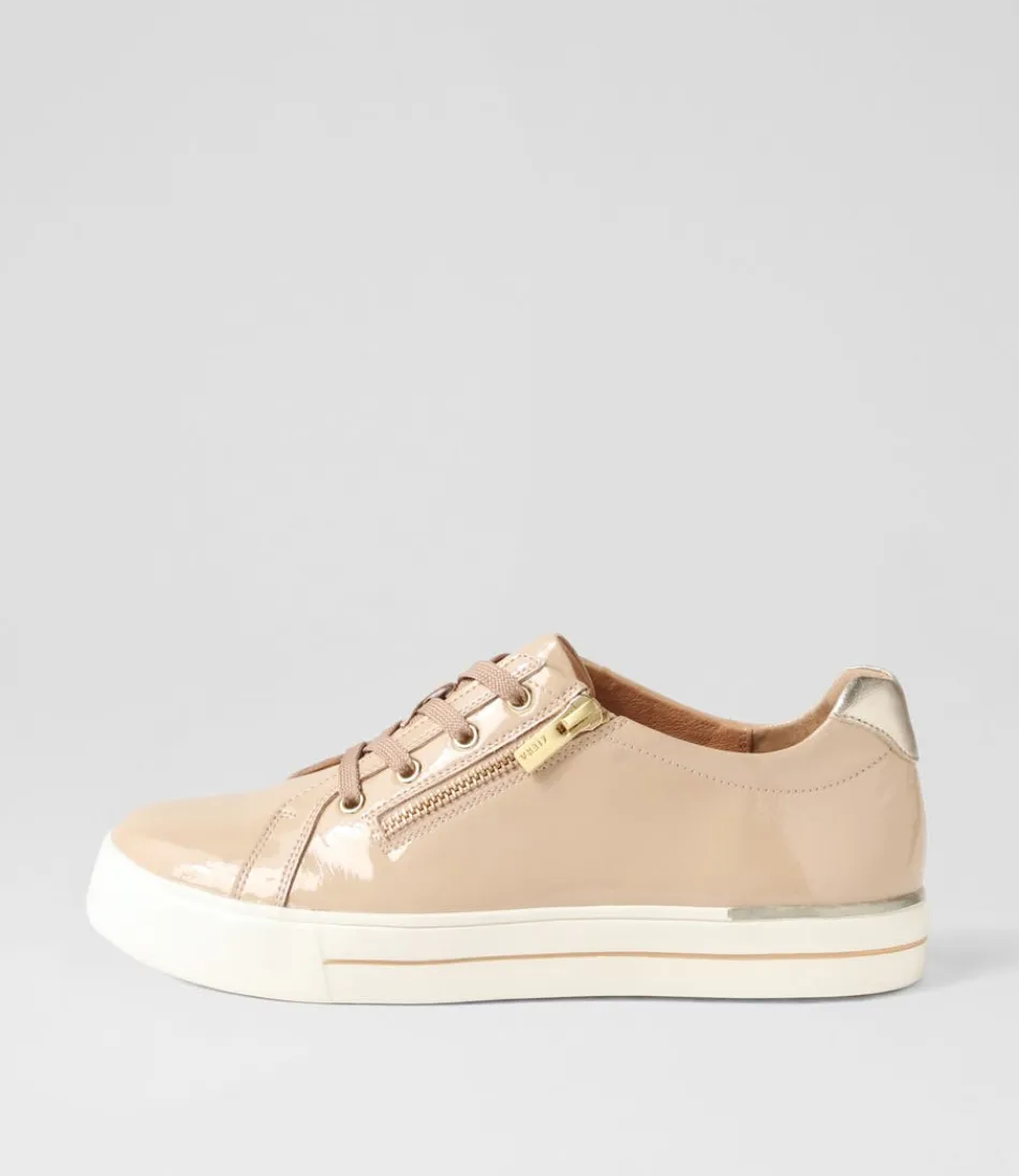 Women ZIERA Sneakers<Audry W Latte Gold Wrinkle Patent Leather Sneakers