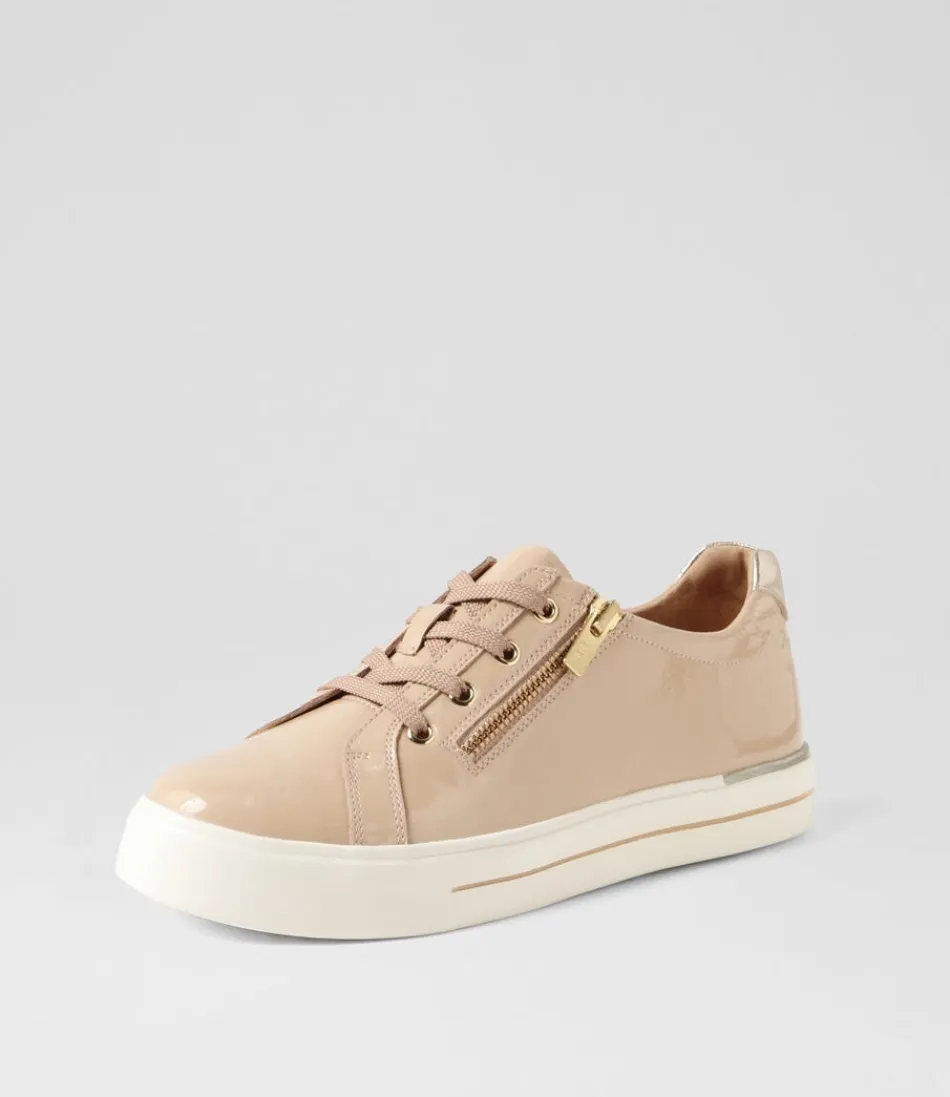 Women ZIERA Sneakers<Audry W Latte Gold Wrinkle Patent Leather Sneakers