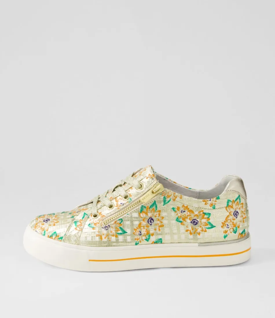 Women ZIERA Sneakers<Audry W Orange Cut Pale Gold Leather Sneakers