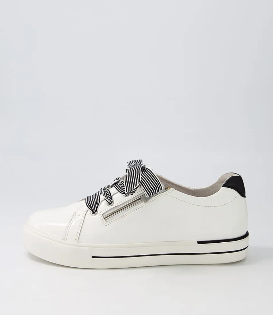 Women ZIERA Sneakers<Audry W White Black Patent Leather Sneakers