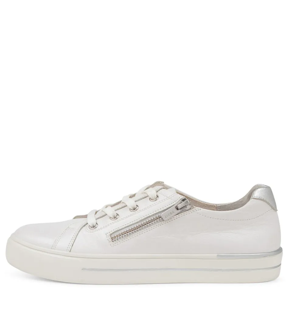 Women ZIERA Sneakers<Audry W White Silver Leather Sneakers