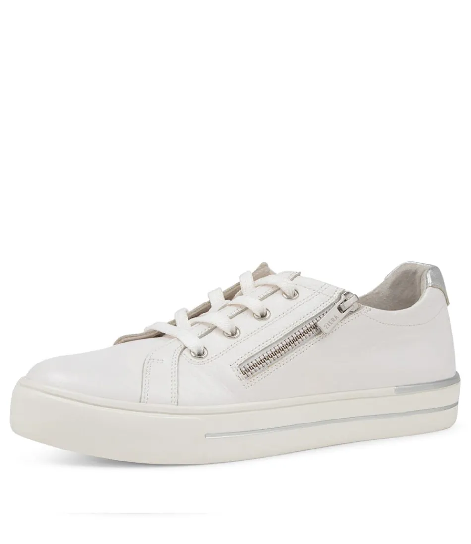 Women ZIERA Sneakers<Audry W White Silver Leather Sneakers