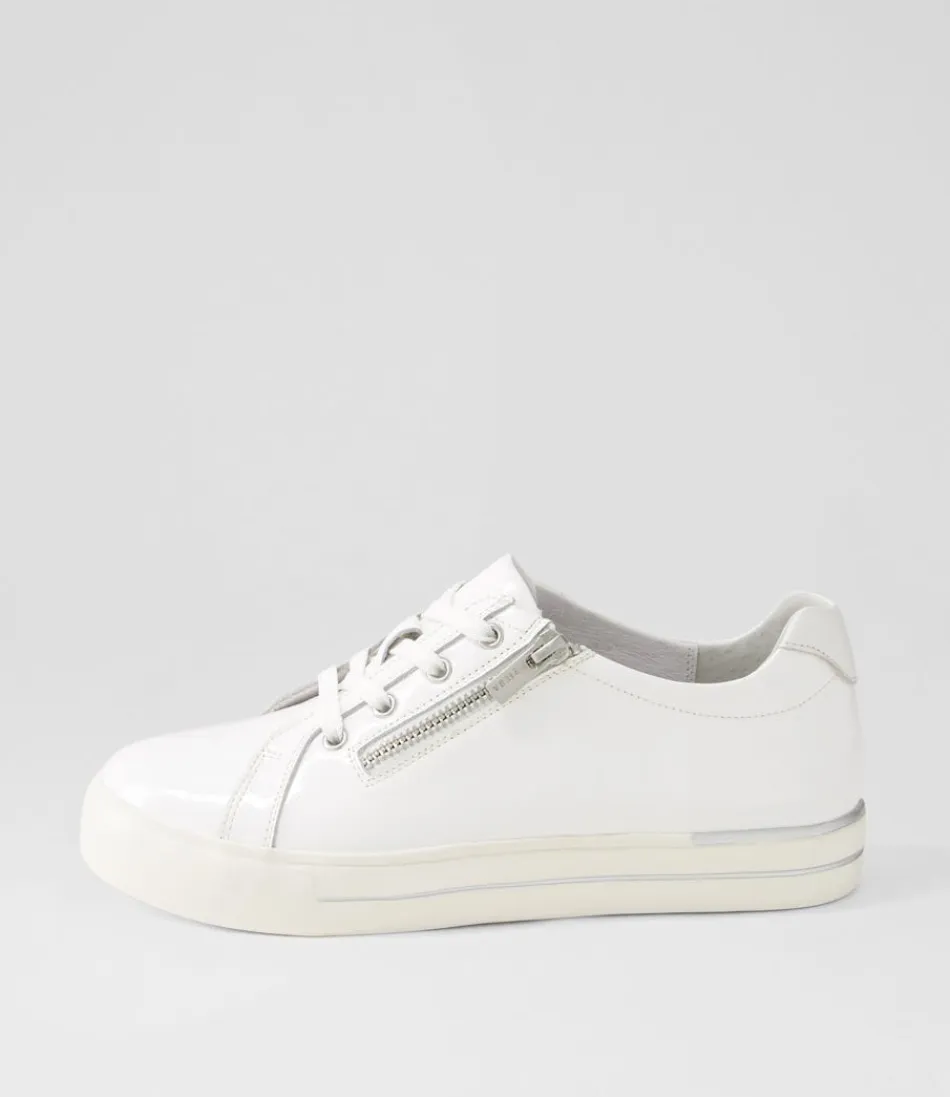 Women ZIERA Sneakers<Audry W White Wrinkle Patent Leather Sneakers