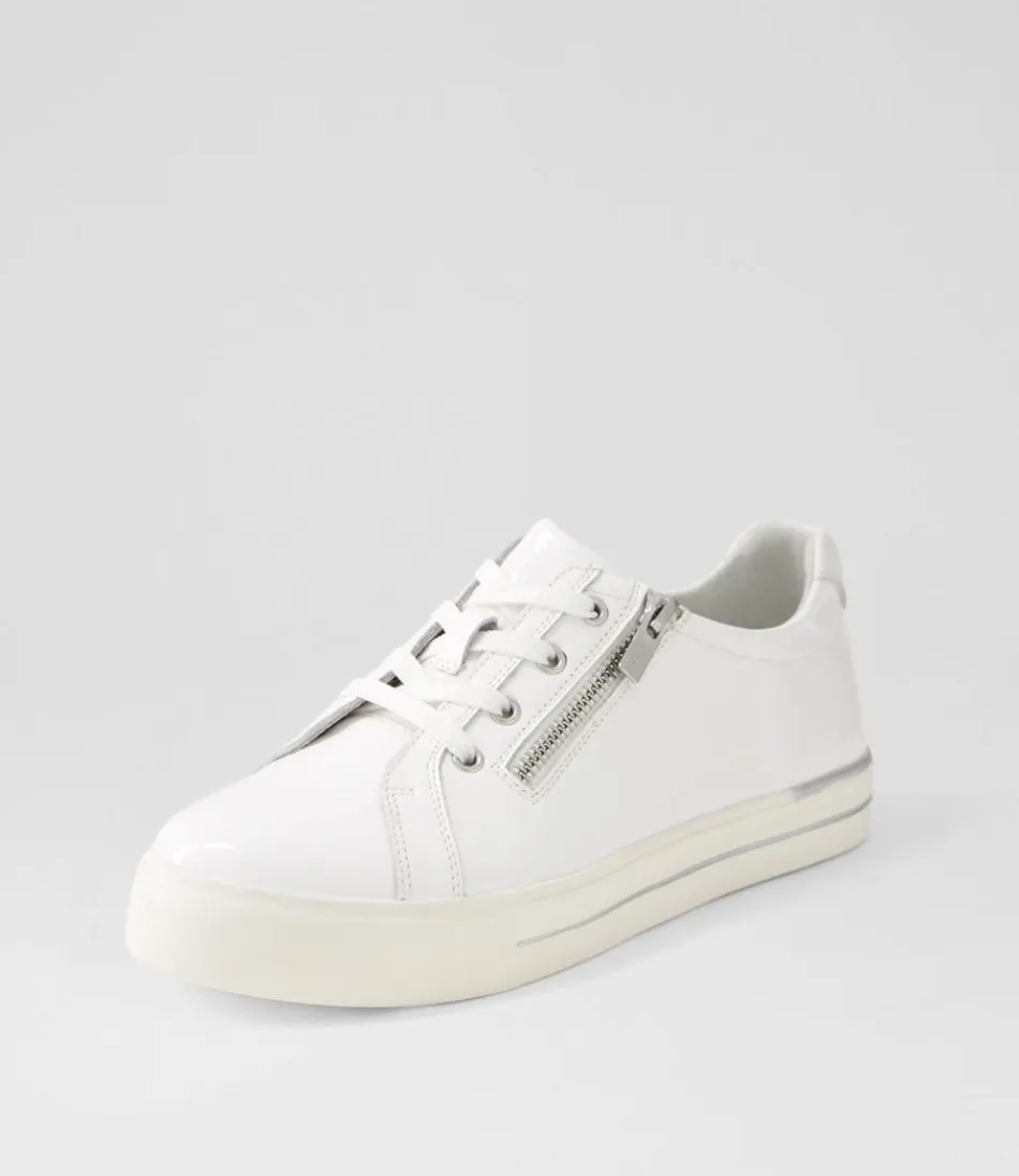 Women ZIERA Sneakers<Audry W White Wrinkle Patent Leather Sneakers