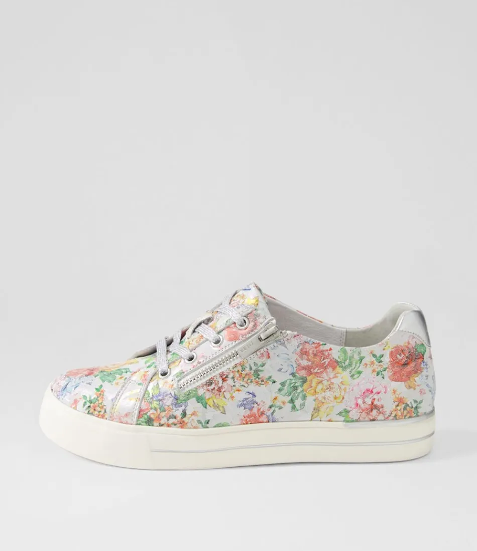 Women ZIERA Sneakers<Audry W Wild Flower Silver Leather Sneakers