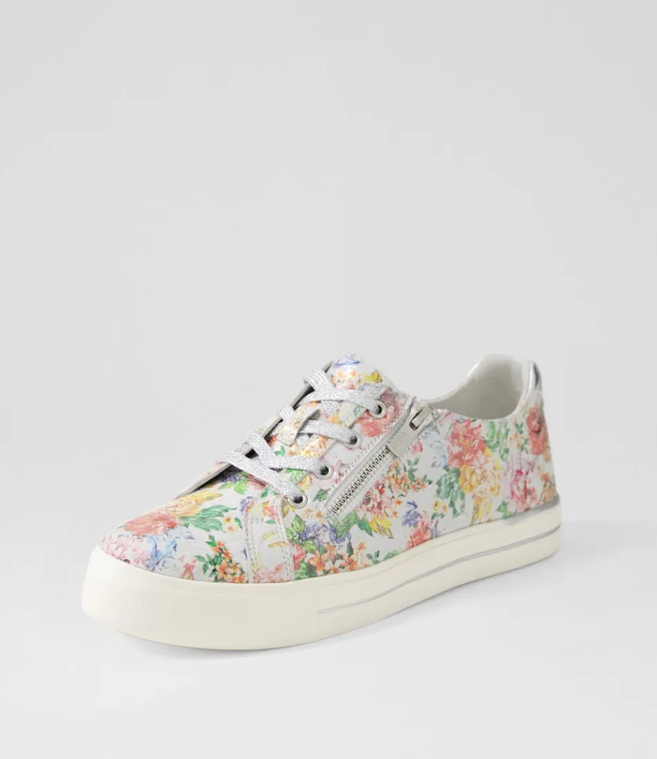 Women ZIERA Sneakers<Audry W Wild Flower Silver Leather Sneakers