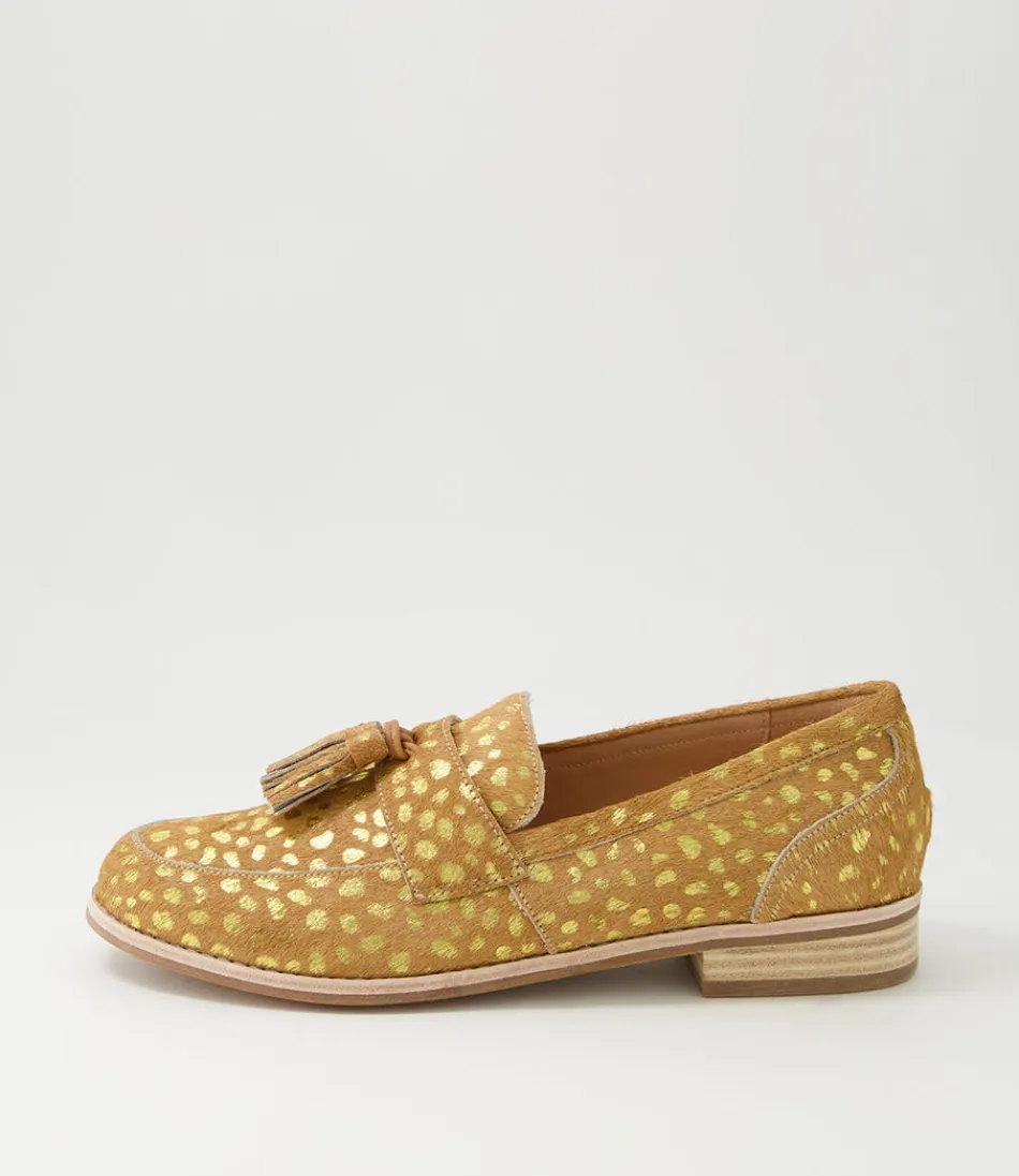 Women DJANGO & JULIETTE Loafers<Aydin Camel Gold Dot Leopard Pony Loafers