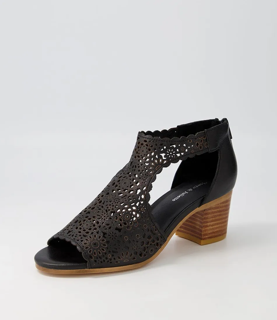 Women DJANGO & JULIETTE Heels<Bames Black Natural Heel Leather Sandals