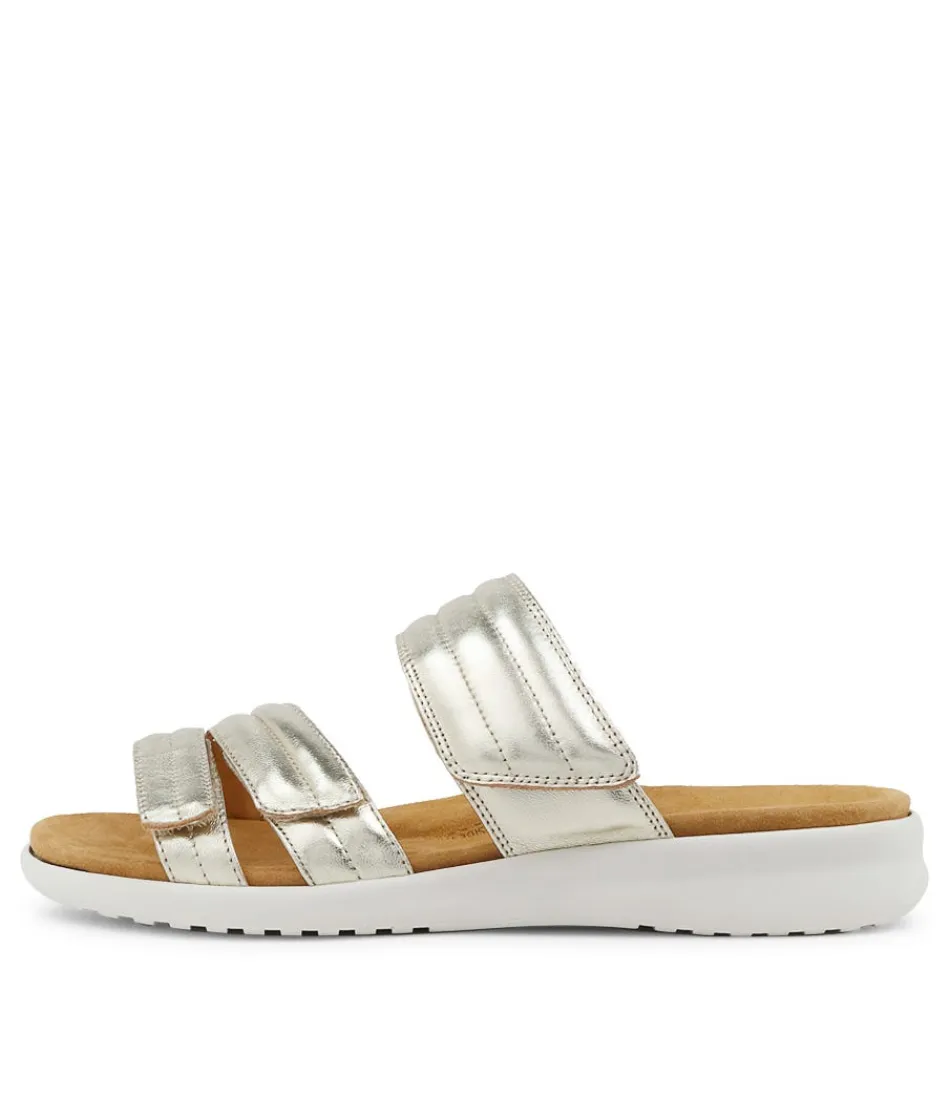 Women ZIERA Wedges<Barbra Xw Pale Gold Leather Sandals Ws