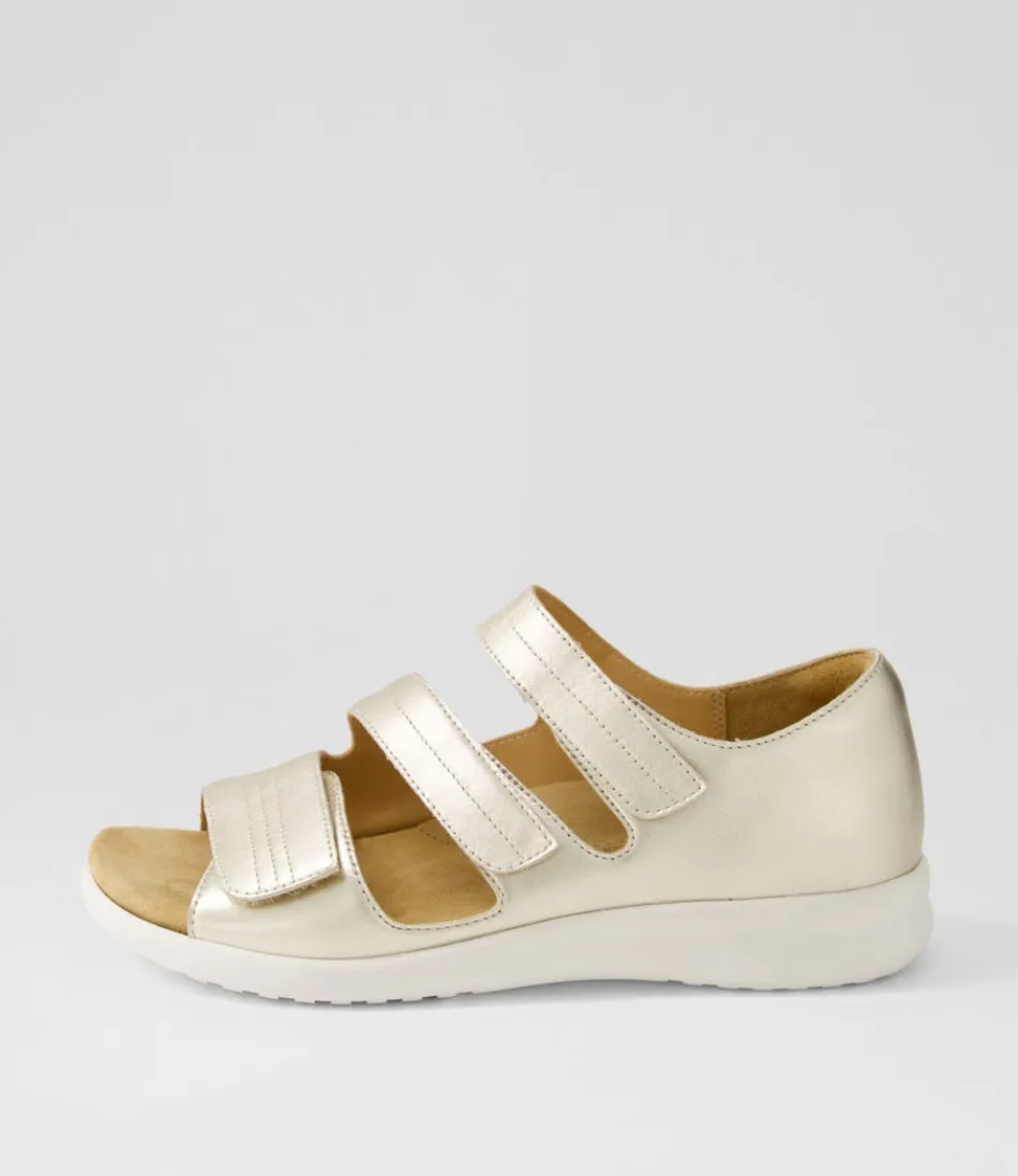 Women ZIERA Flats<Bardot Xw Pale Gold White Leather Sandals