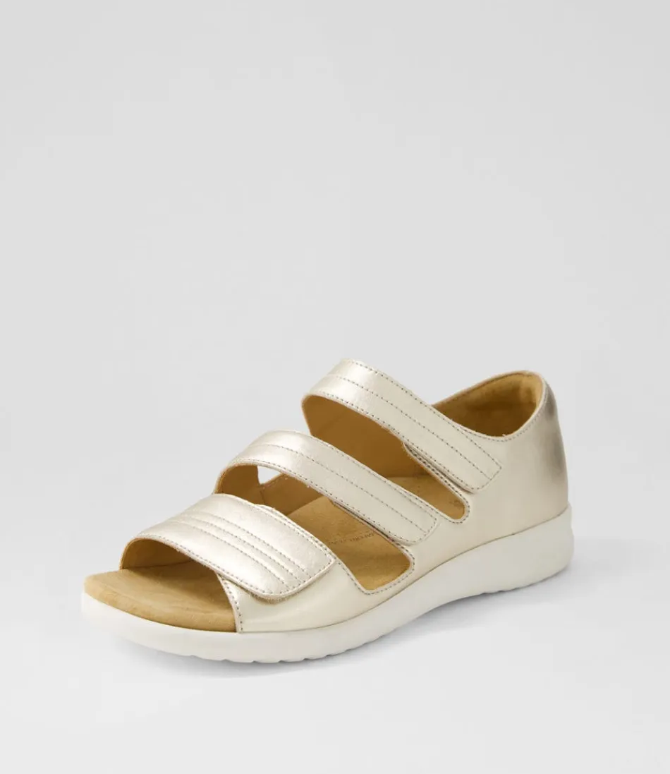 Women ZIERA Flats<Bardot Xw Pale Gold White Leather Sandals