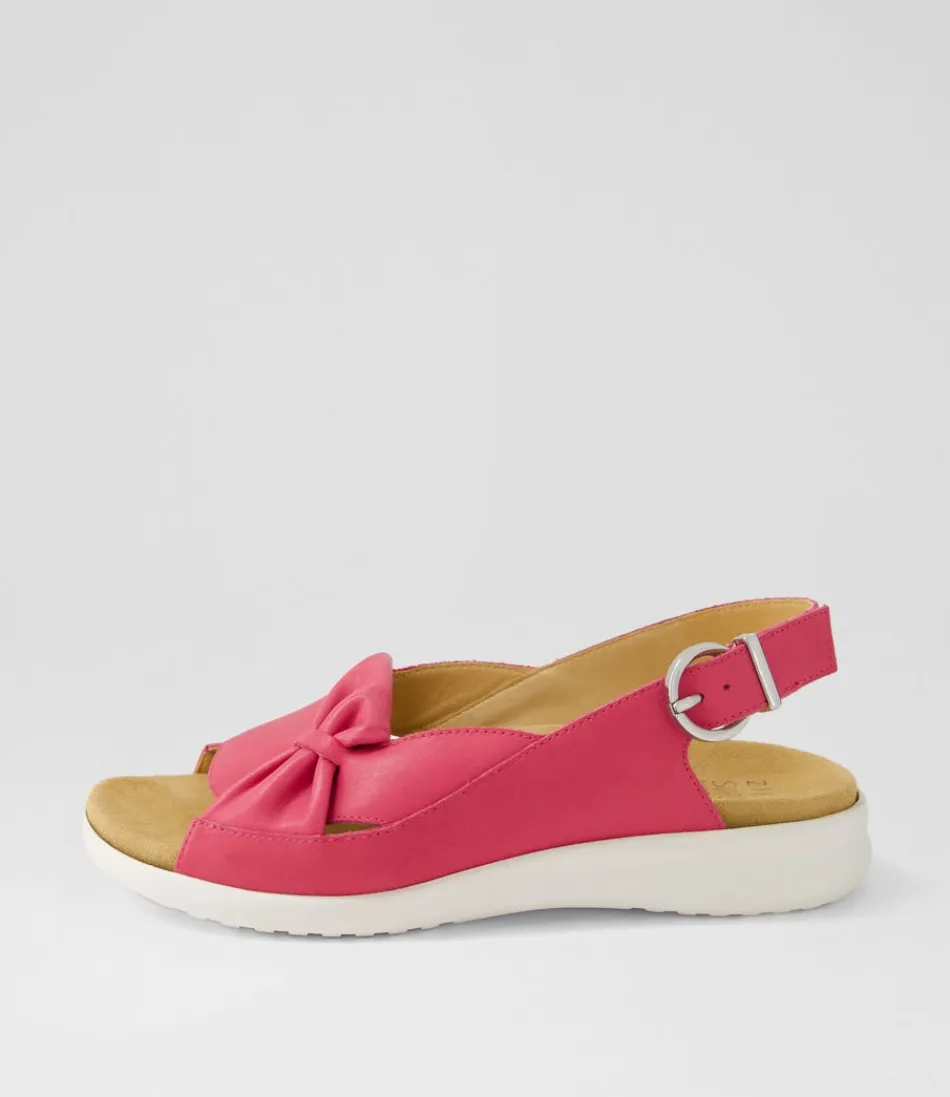 Women ZIERA Wedges<Bari Xw Fuchsia White Leather Sandals