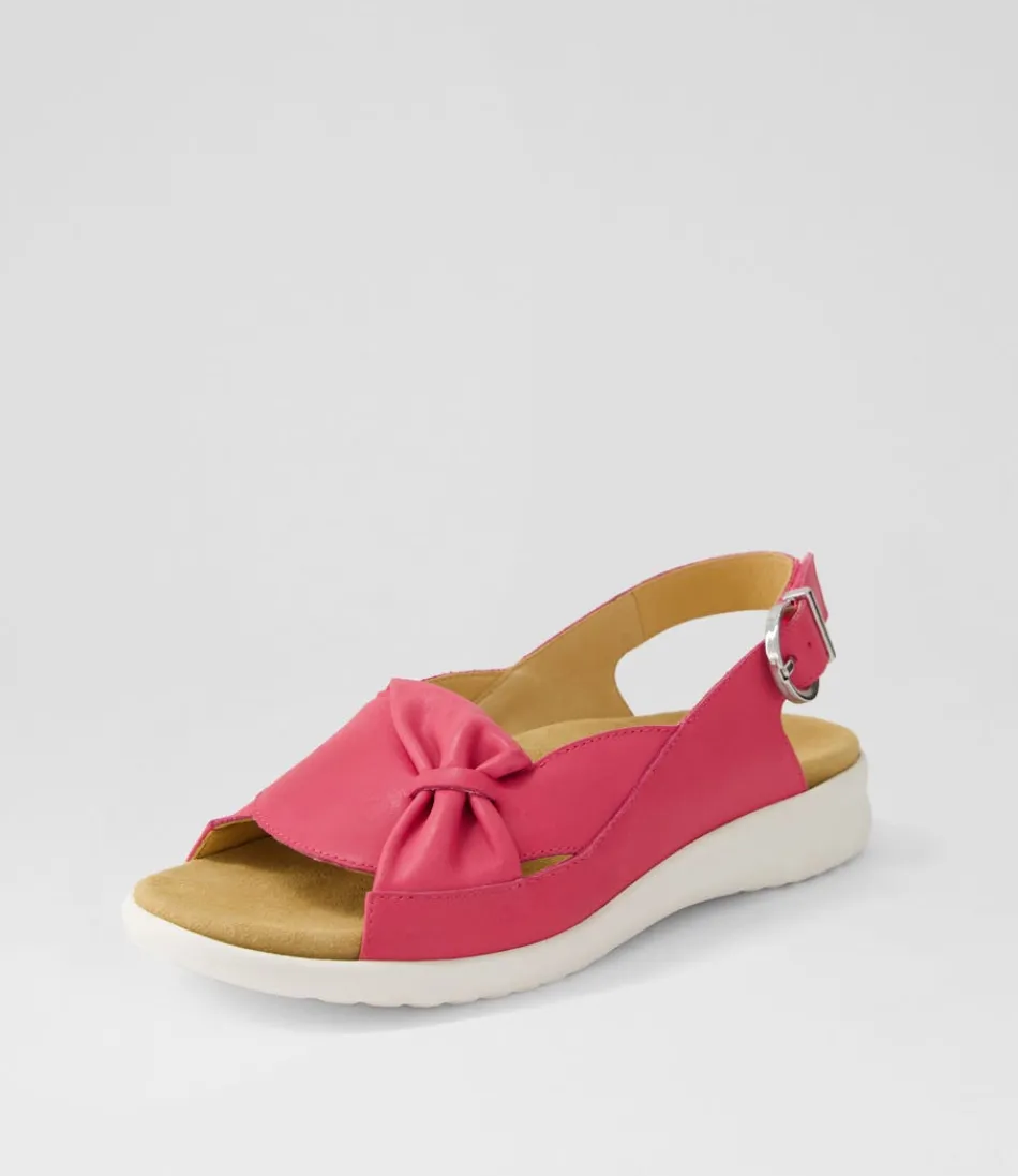 Women ZIERA Wedges<Bari Xw Fuchsia White Leather Sandals