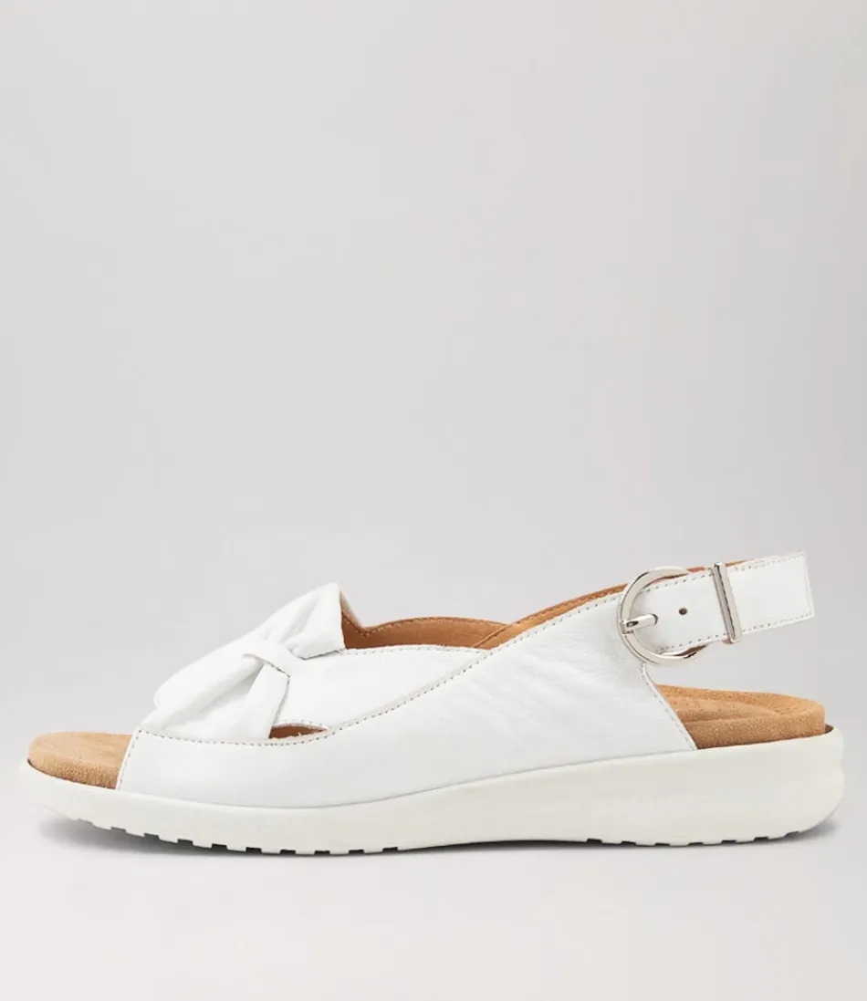 Women ZIERA Wedges<Bari Xw White Leather Sandals Ws