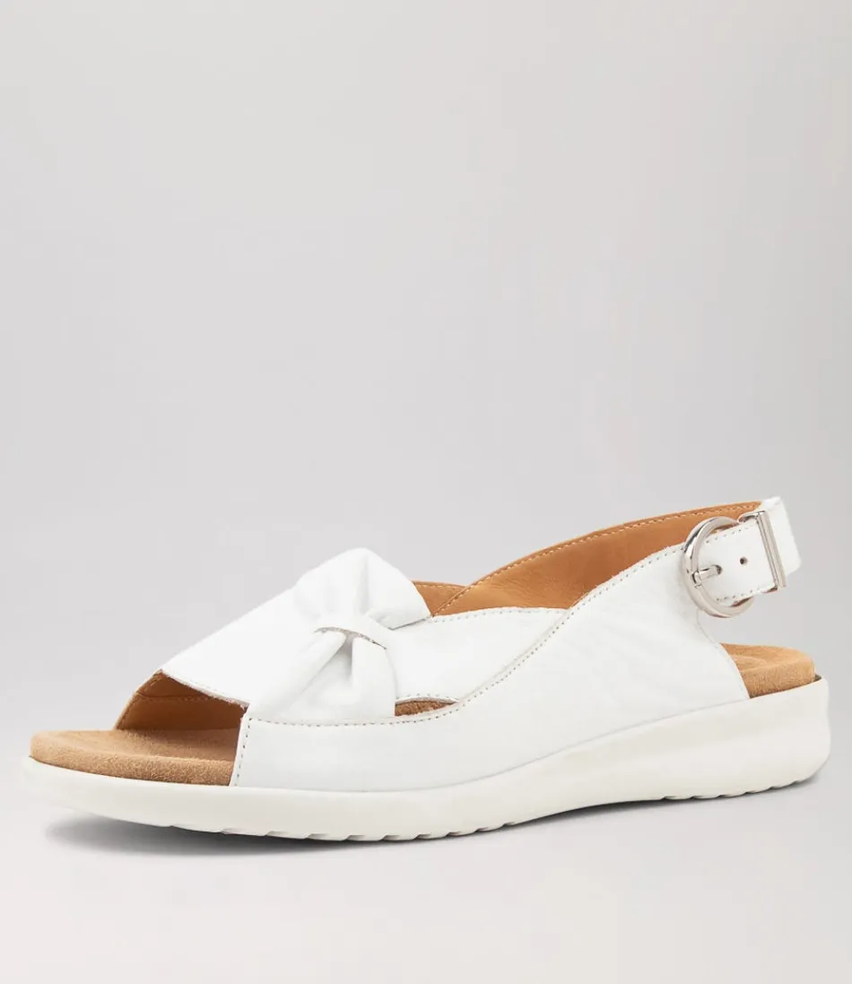 Women ZIERA Wedges<Bari Xw White Leather Sandals Ws