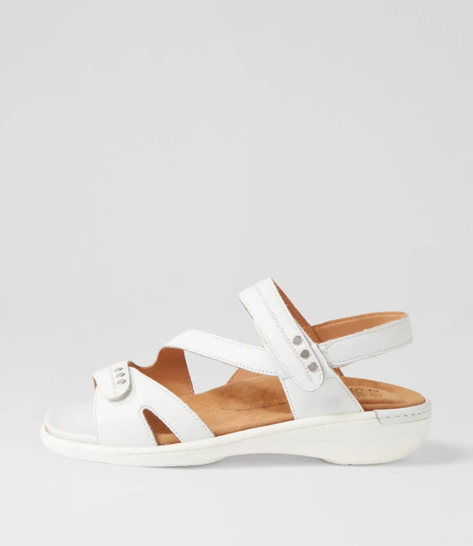 Women ZIERA Wedges<Beaux W White Leather Sandals