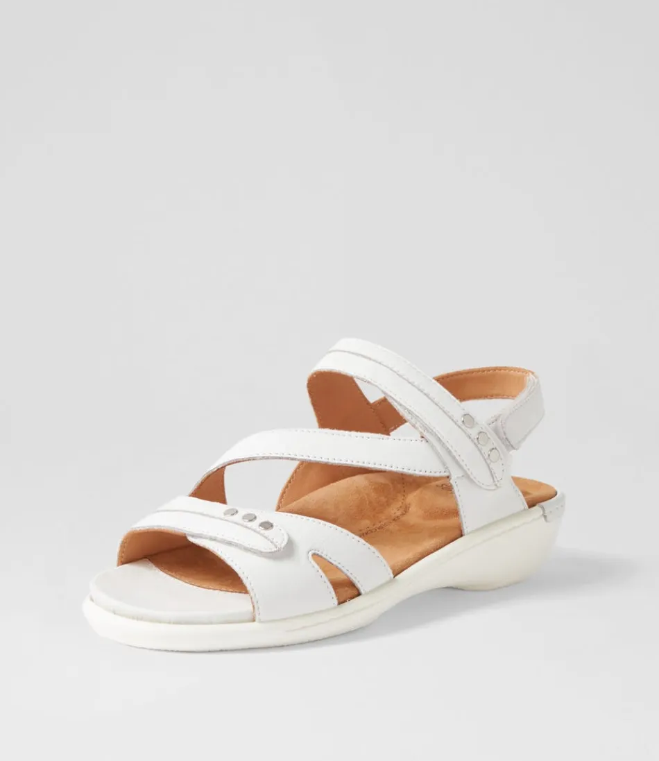 Women ZIERA Wedges<Beaux W White Leather Sandals