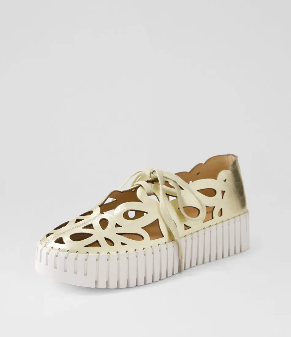 Women DJANGO & JULIETTE Sneakers<Bello Pale Gold Crush Leather Sneakers