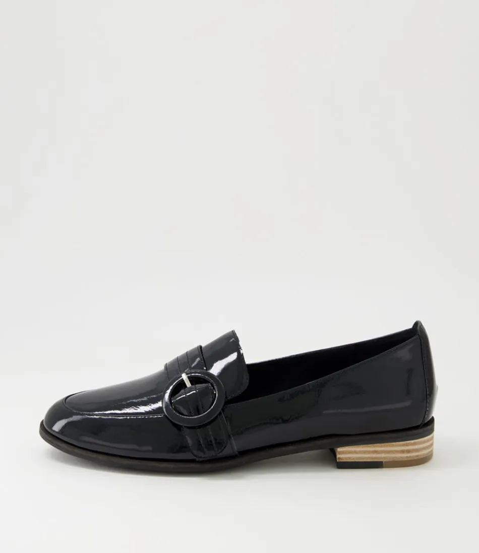 Women DJANGO & JULIETTE Loafers<Benza Black Wrinkle Patent Leather Flat Shoes