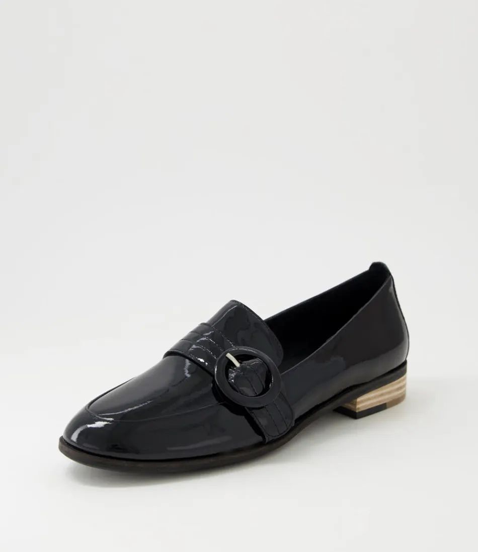 Women DJANGO & JULIETTE Loafers<Benza Black Wrinkle Patent Leather Flat Shoes