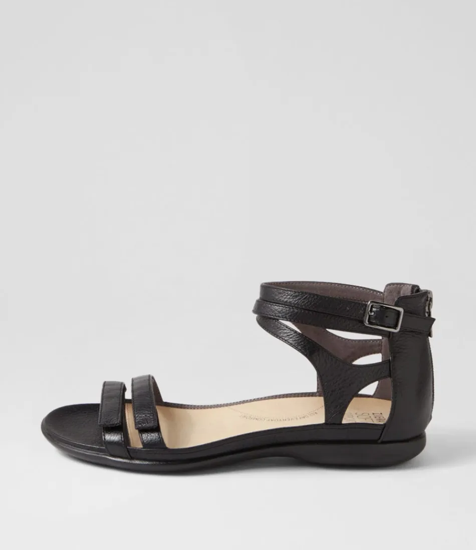 Women ZIERA Flats<Bethie W Black Leather Sandals