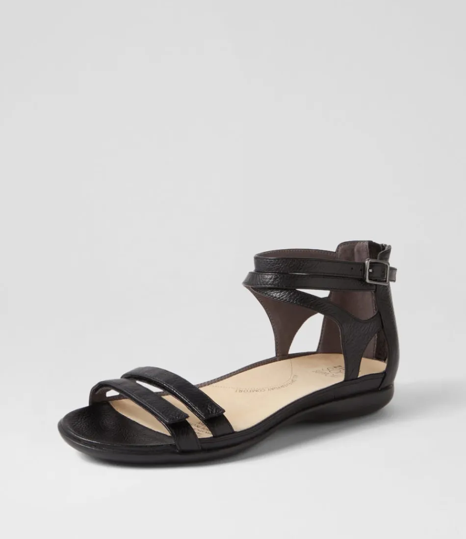 Women ZIERA Flats<Bethie W Black Leather Sandals