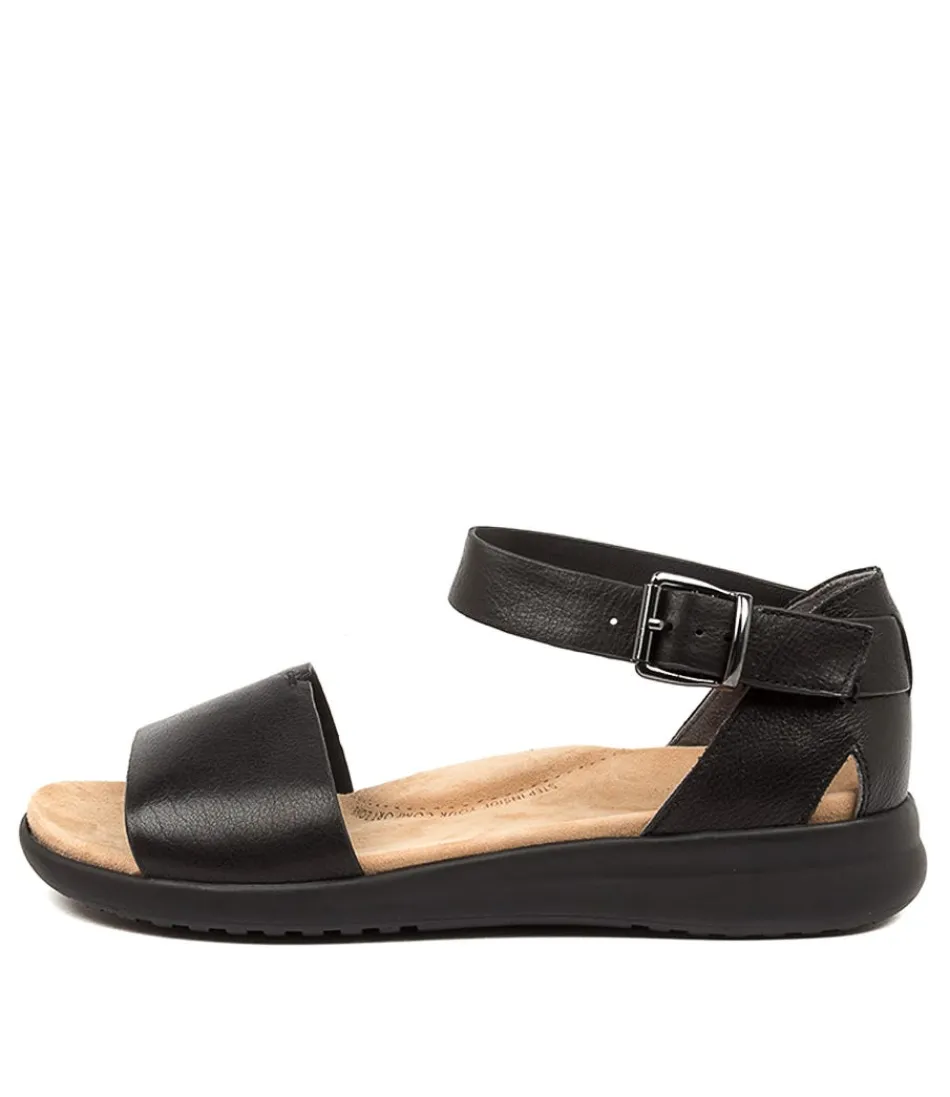 Women ZIERA Wedges<Beverly Xw Black Leather Sandals