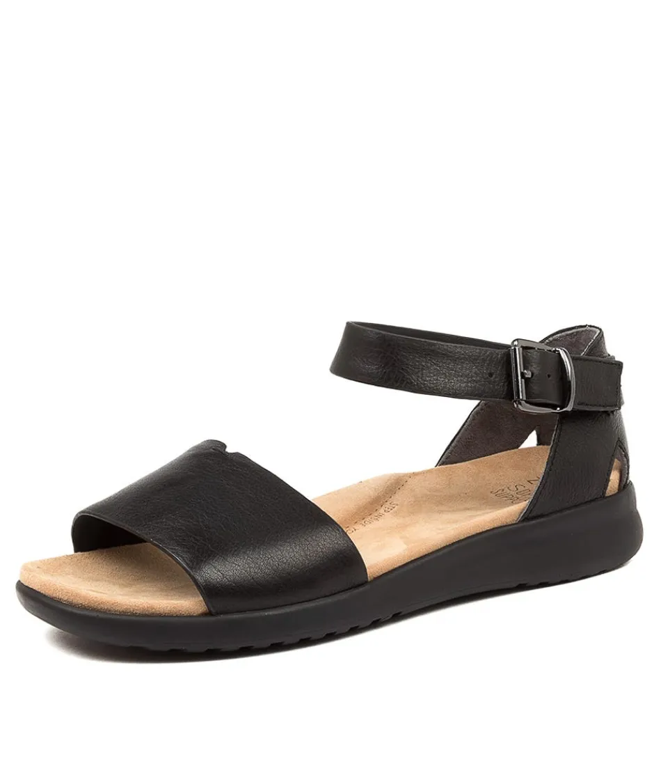 Women ZIERA Wedges<Beverly Xw Black Leather Sandals