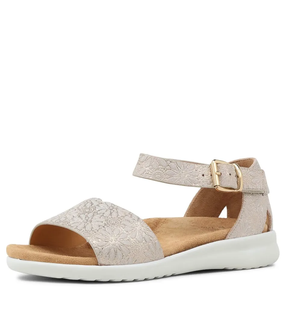 Women ZIERA Wedges<Beverly Xw Gold Daisy Leather Sandals Ws