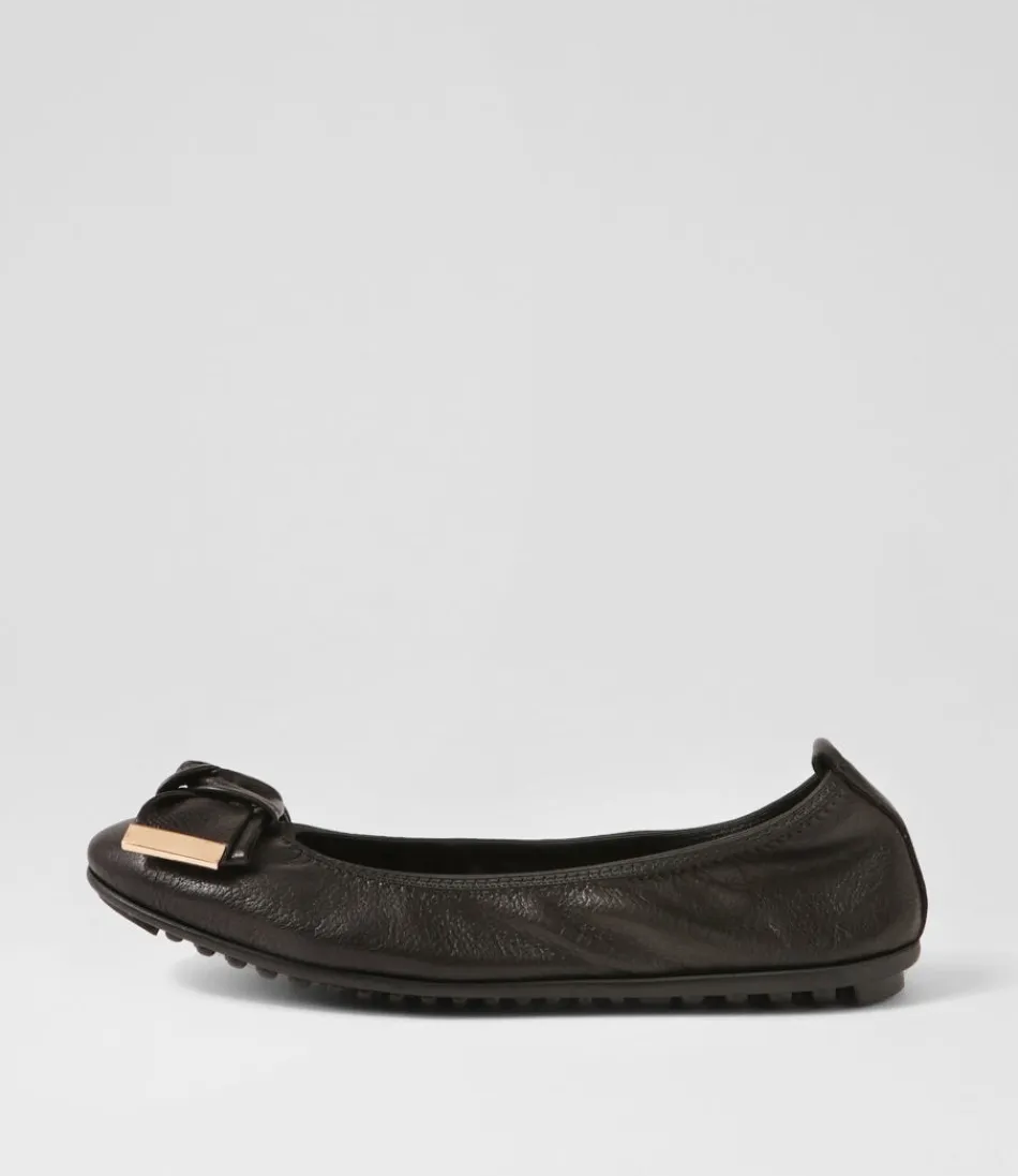 Women DJANGO & JULIETTE Flats<Biddies Black Leather Flat Shoes