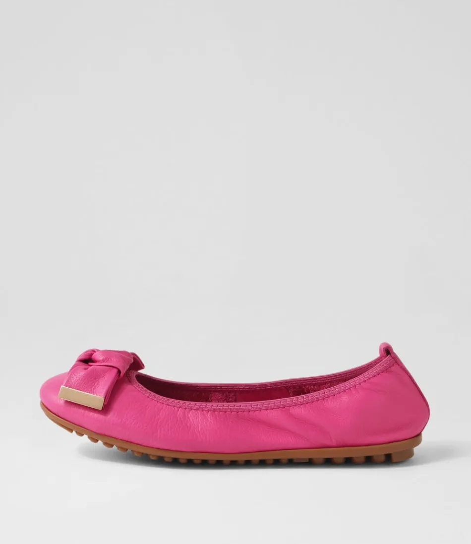 Women DJANGO & JULIETTE Flats<Biddies Fuchsia Leather Flat Shoes