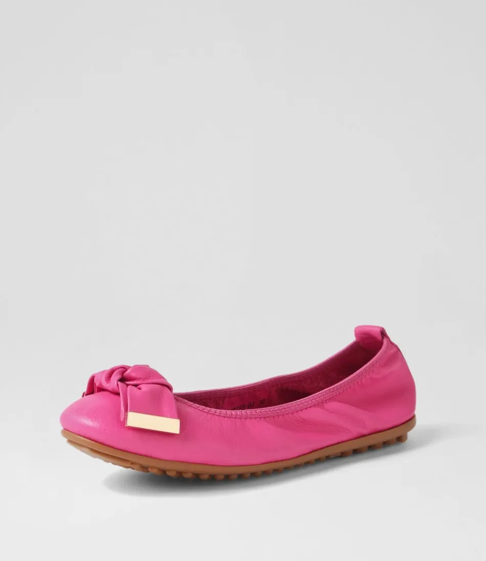 Women DJANGO & JULIETTE Flats<Biddies Fuchsia Leather Flat Shoes