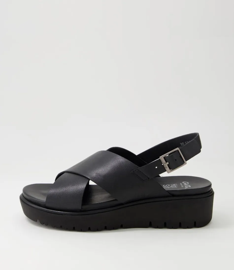 Women ARA Comfort<Bilbao 02 Black Leather Sandals