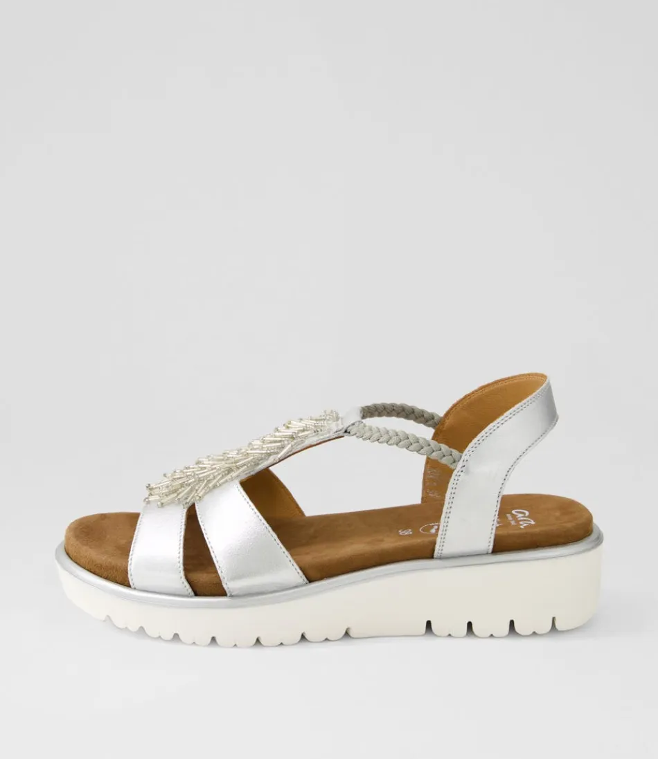 Women ARA Comfort<Bilbao 12 Silber Leather Sandals