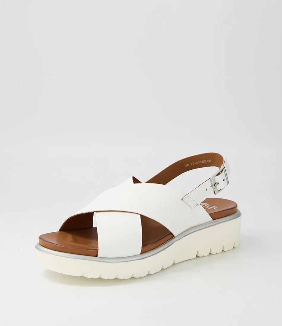 Women ARA Comfort<Bilbao 02 White Leather Sandals