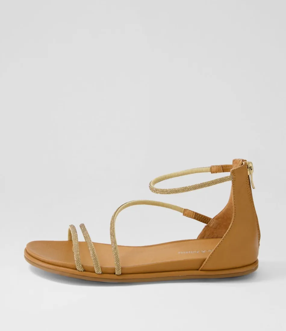 Women DJANGO & JULIETTE Flats<Bonn Tan Jewel Fabric Leather Sandals