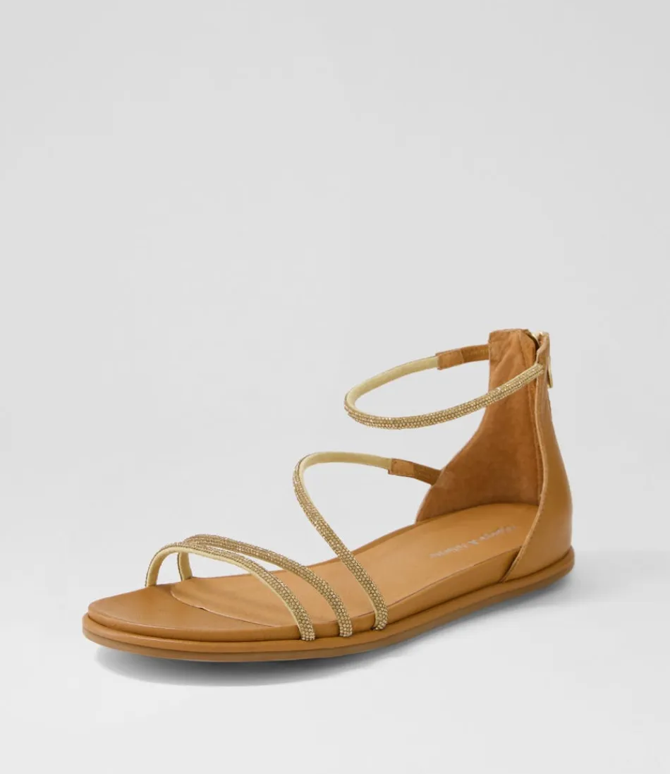 Women DJANGO & JULIETTE Flats<Bonn Tan Jewel Fabric Leather Sandals