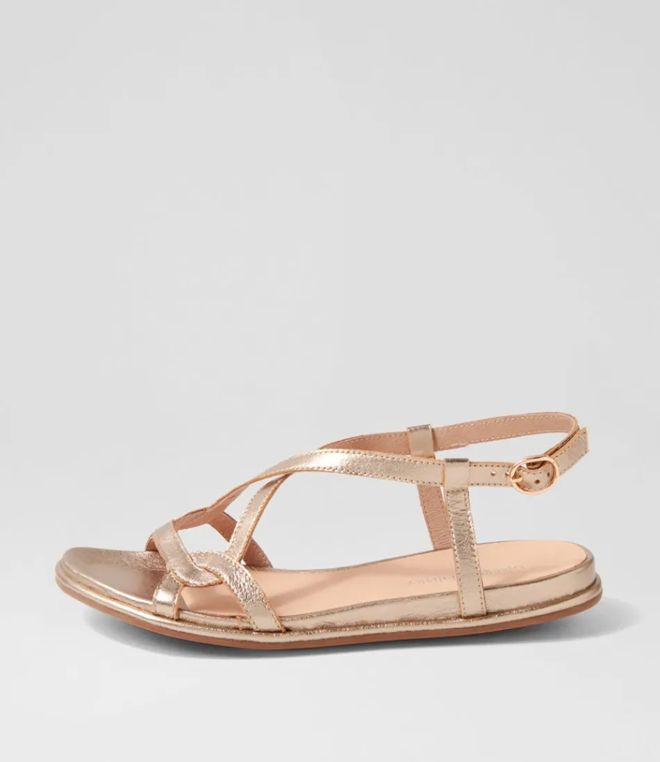 Women DJANGO & JULIETTE Flats<Bowey Champagne Leather Sandals