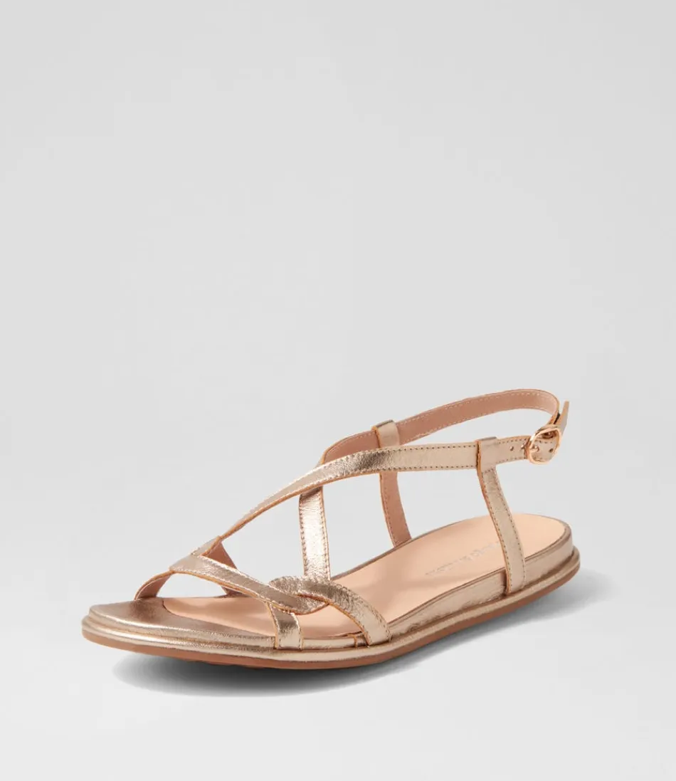 Women DJANGO & JULIETTE Flats<Bowey Champagne Leather Sandals