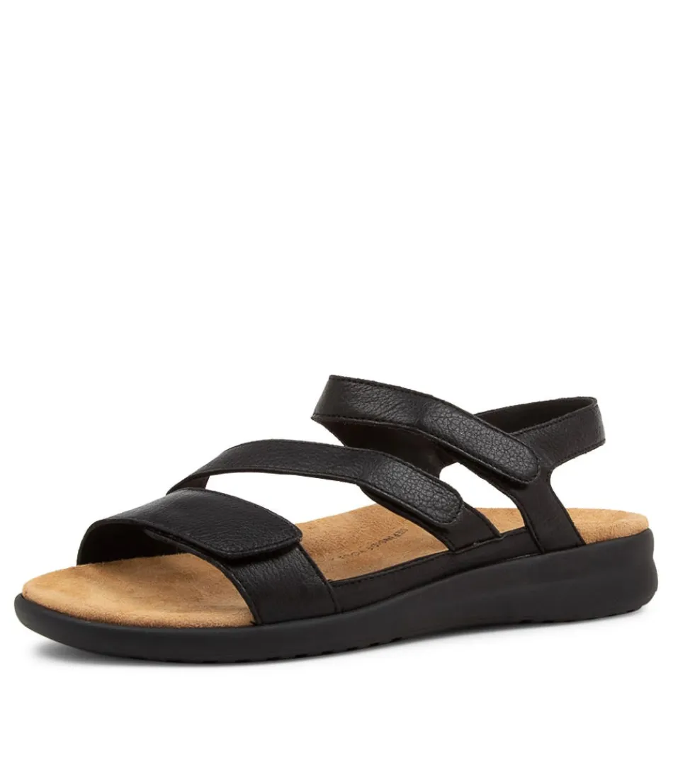 Women ZIERA Wedges<Boyde Xw Black Leather Sandals Bs