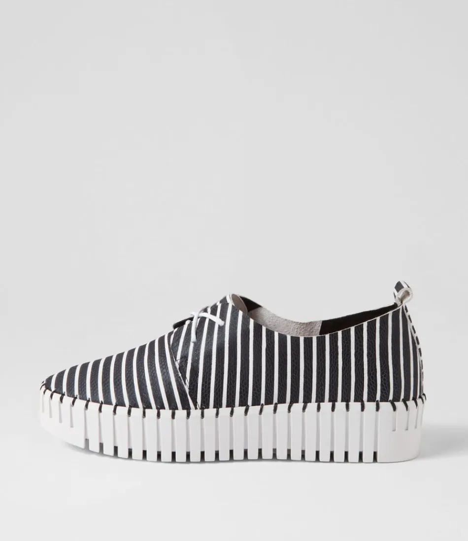 Women DJANGO & JULIETTE Wedges<Brenda Black White Stripe Leather Sneakers