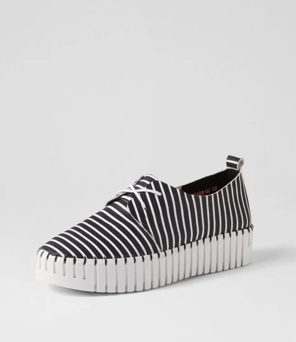 Women DJANGO & JULIETTE Wedges<Brenda Black White Stripe Leather Sneakers