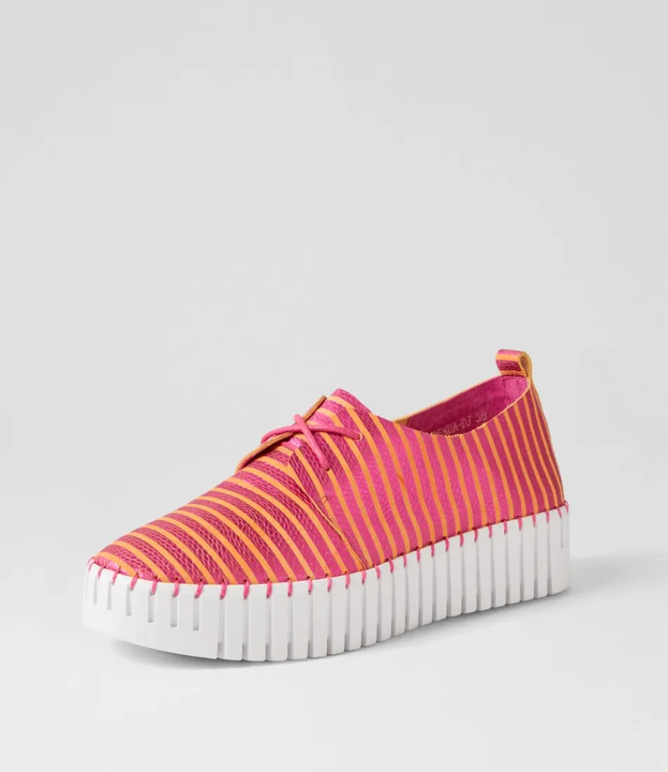 Women DJANGO & JULIETTE Wedges<Brenda Fuchsia Orange Stripe Leather Sneakers