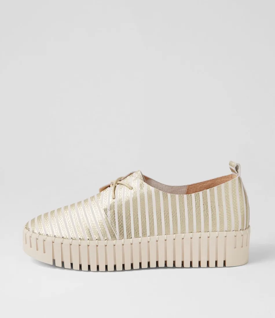 Women DJANGO & JULIETTE Sneakers<Brenda Milk Gold Stripe Leather Sneakers