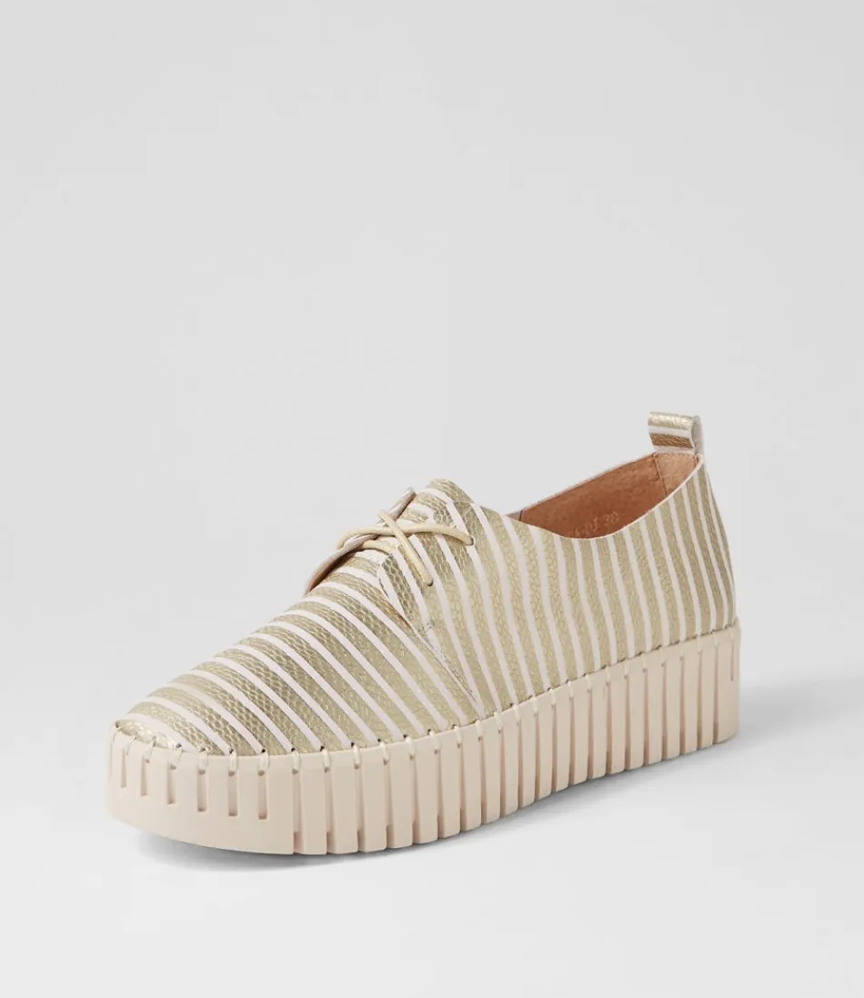 Women DJANGO & JULIETTE Sneakers<Brenda Milk Gold Stripe Leather Sneakers