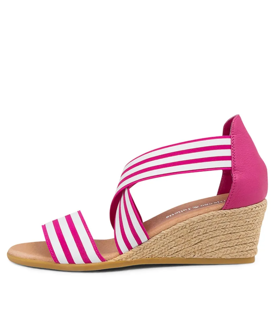 Women DJANGO & JULIETTE Espadrilles<Briage Dj Fuchsia&White Fuchsia Elastic Leather