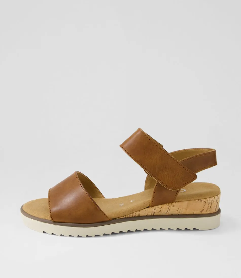 Women GABOR Comfort<Briva Camel Leather Sandals