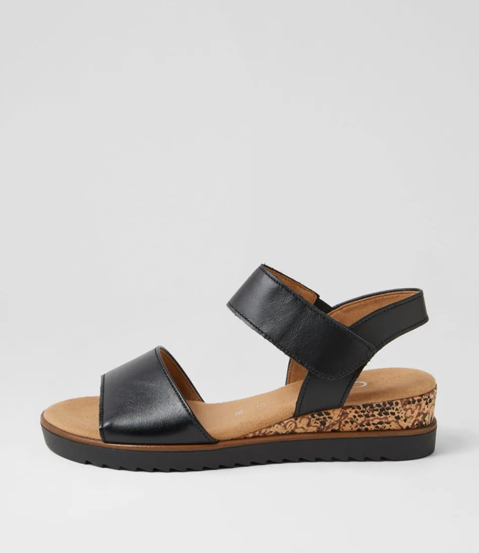 Women GABOR Comfort<Briva Schwarz Leather Sandals