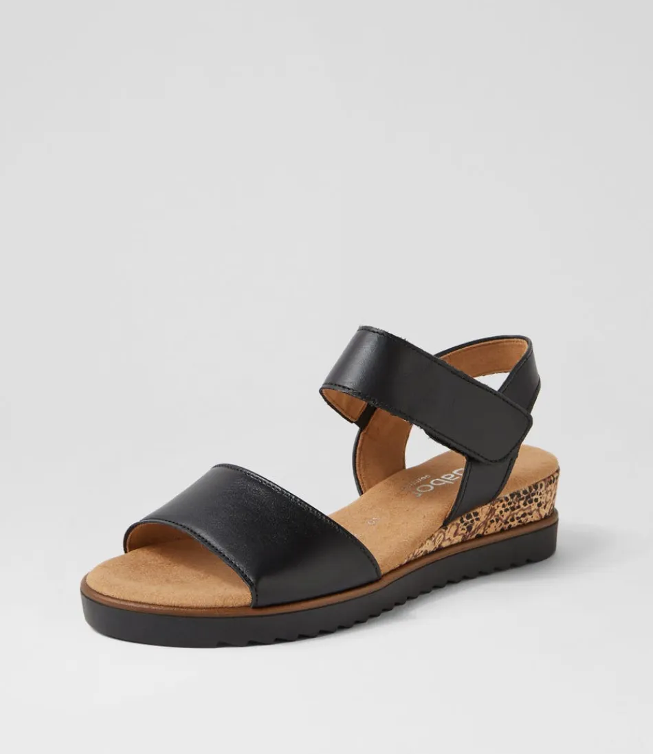 Women GABOR Comfort<Briva Schwarz Leather Sandals