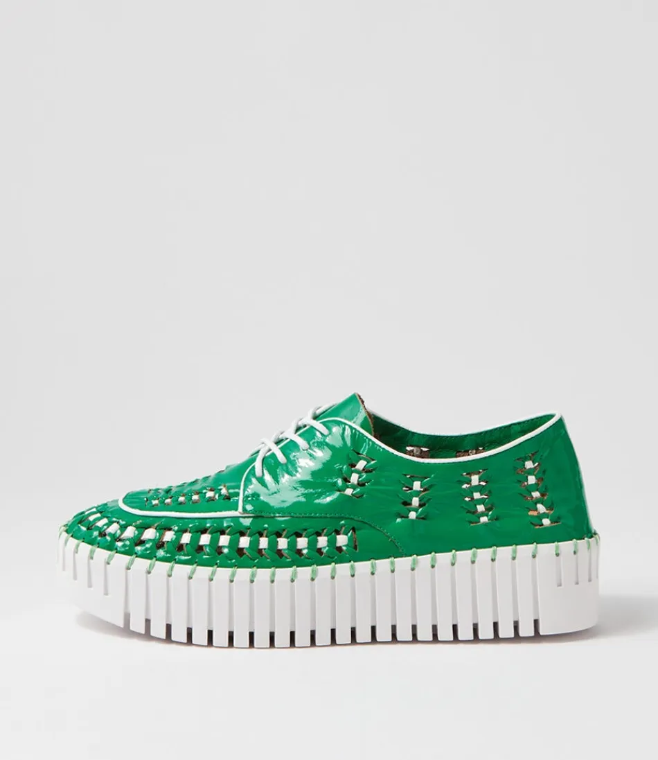 Women DJANGO & JULIETTE Sneakers<Brodies Emerald White Patent Leather Sneakers